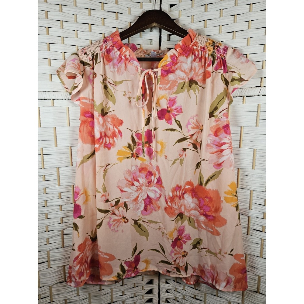 Floral & Ivy Womens Pink Floral Top Sz XL Bloomcore Cottagecore Boho Vacation